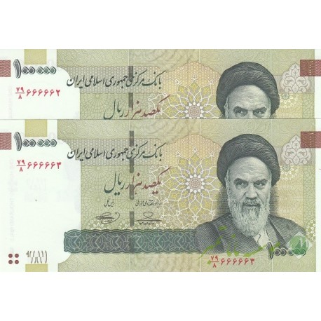 جفت 100000 ریال (شماره نیمه رند) حسینی - بهمنی